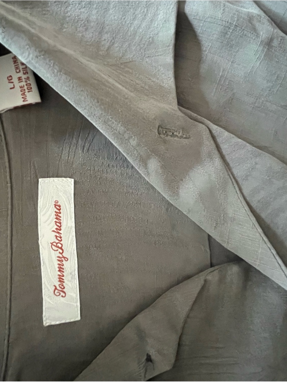 Tommy Bahama Slate Gray Textured Palm Button-Up Shirt Large